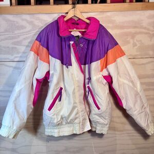 Mixed Blues Vintage 80s Colorblock Retro 90s Winter Jacket Women M Ski Outdoors